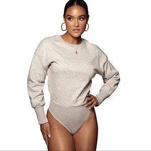 JLUXLABEL GREY AMBREAL CREW NECK BODYSUIT